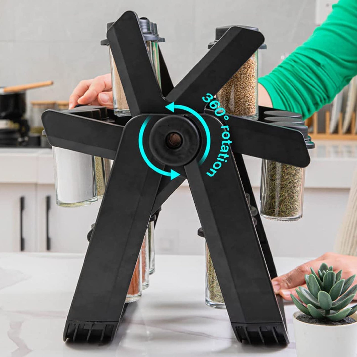 18 Jar Rotating Spice Kitchen Organizer