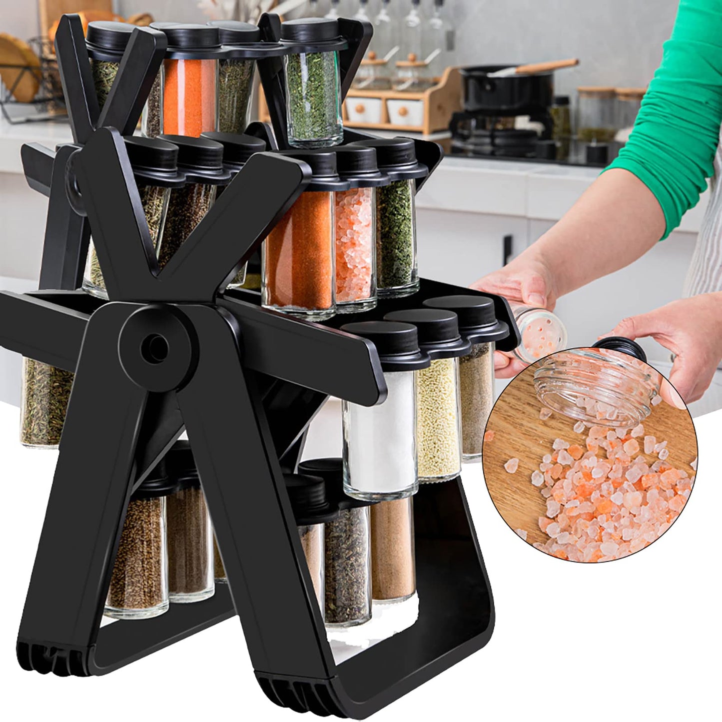 18 Jar Rotating Spice Kitchen Organizer