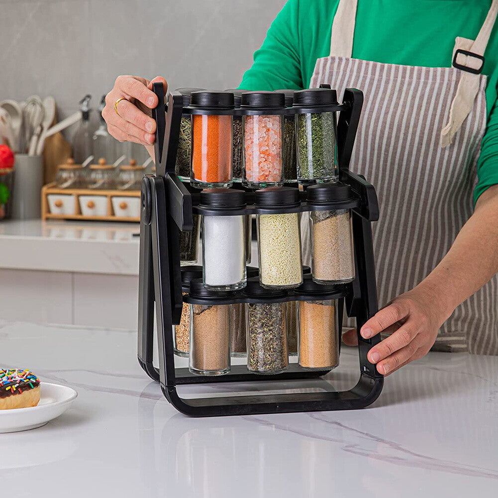 18 Jar Rotating Spice Kitchen Organizer