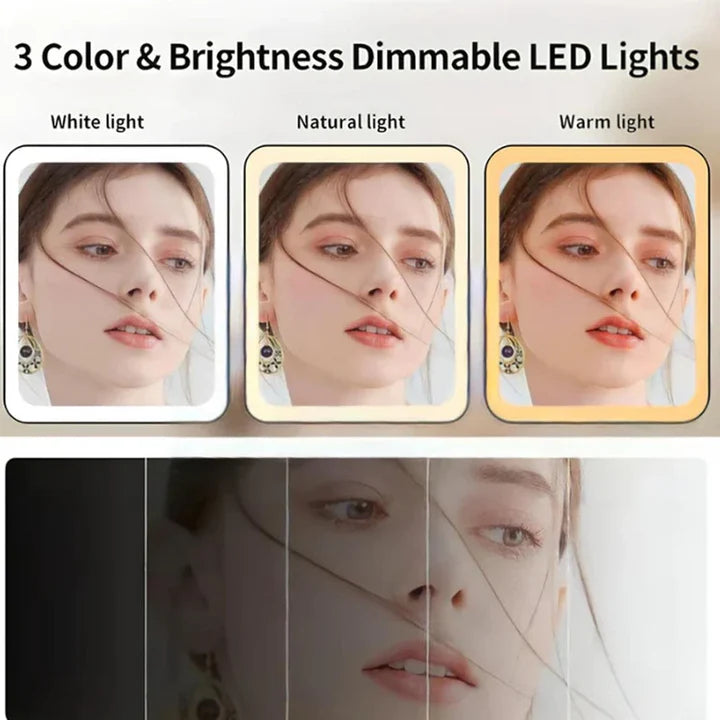LED Foldable Makeup Mirror with Storage Base