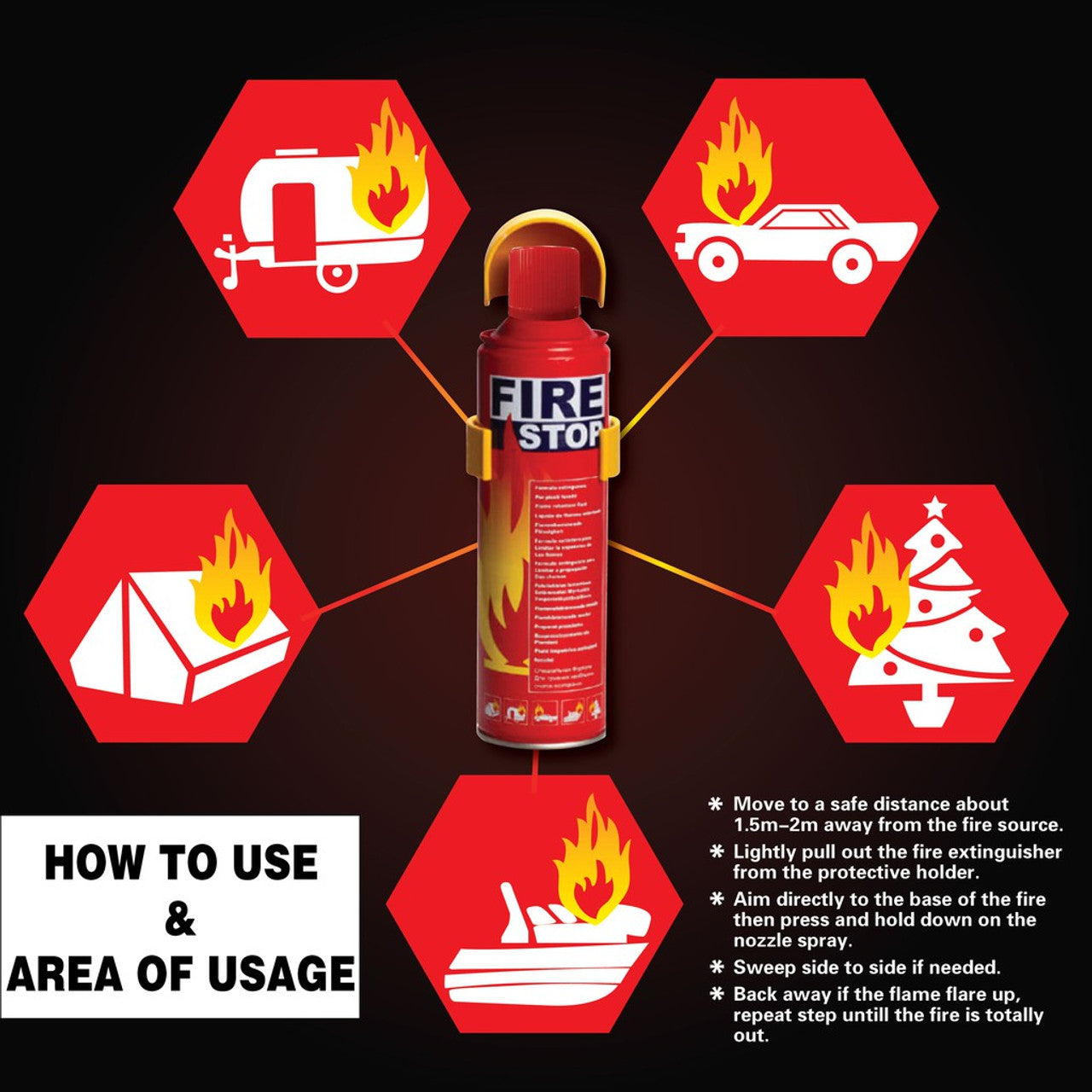 1L Fire Extinguisher Spray With Stand