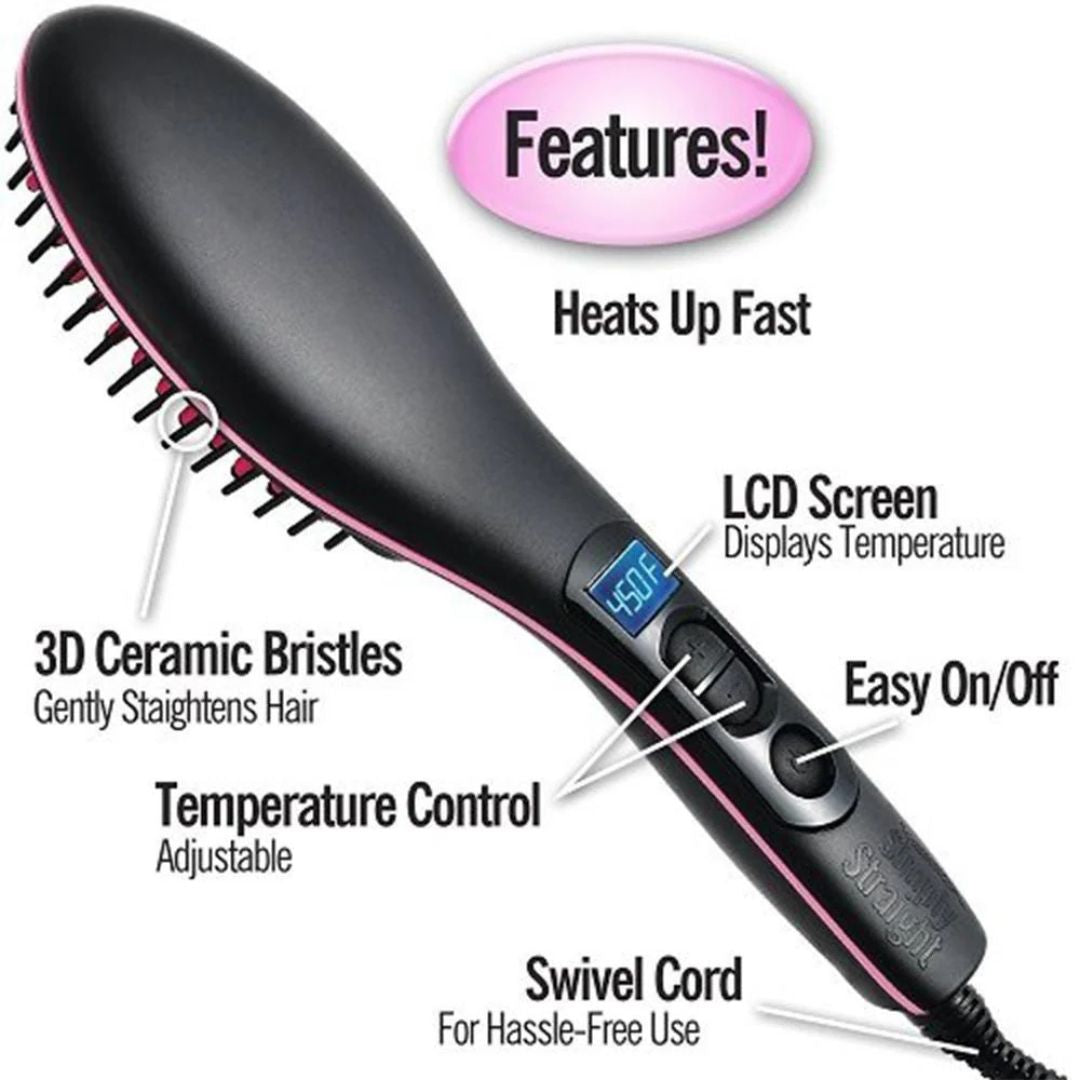 Heat Hair Straightener Ceramic Brush