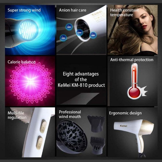 Kemei Km810 Professional Hair Dryer 1800W