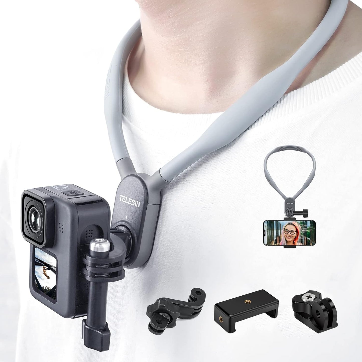Neck-Mounted Phone & Action Camera Holder
