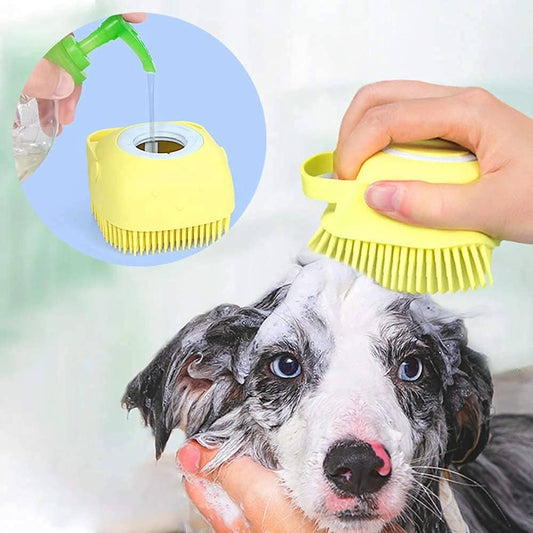 Pet Bath Brush Scrubber Shampoo Dispenser
