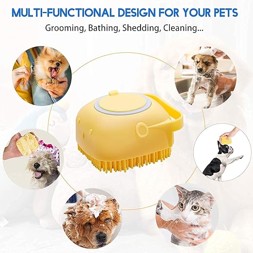 Pet Bath Brush Scrubber Shampoo Dispenser