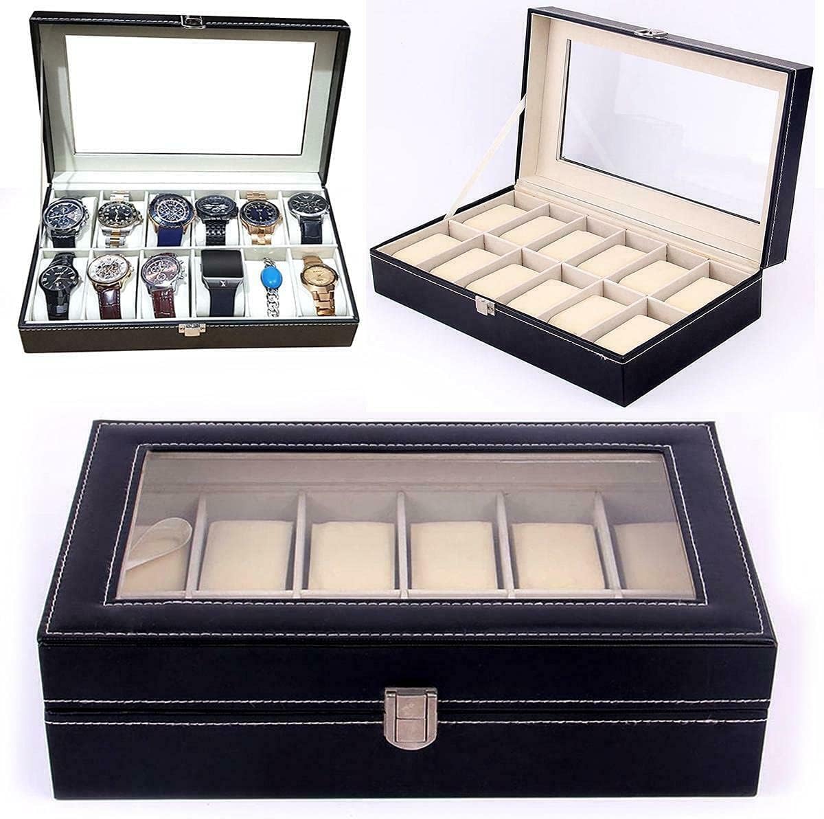 12-Slot Luxury Watch Organizer Display Case