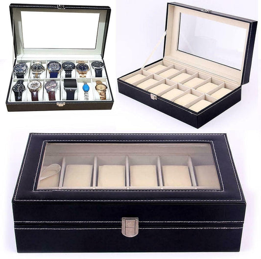 12-Slot Luxury Watch Organizer Display Case